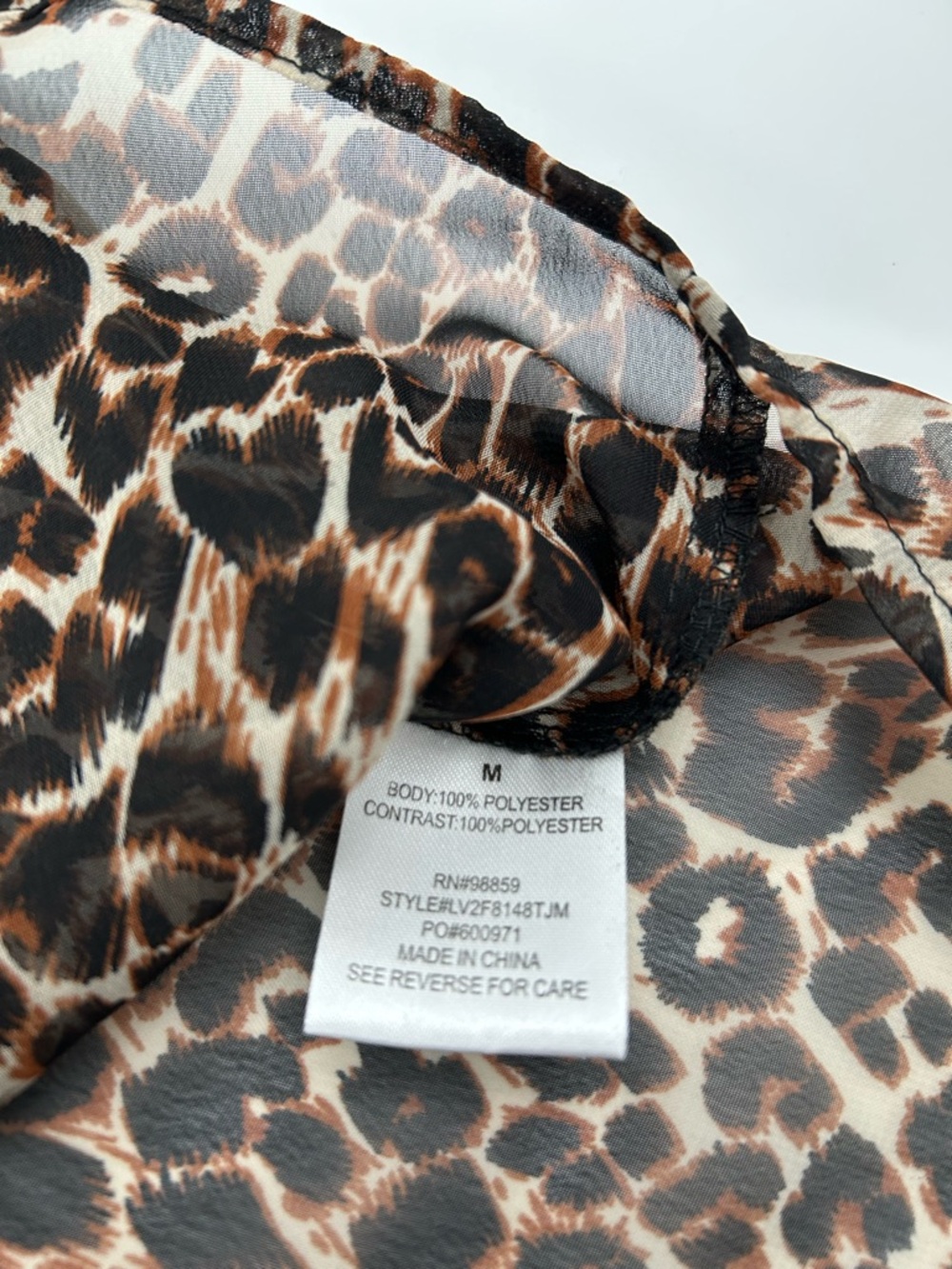 Leopard Print Sheer Olive & Oak Button-Up Top in Brown and Black M - Picture 7 of 9